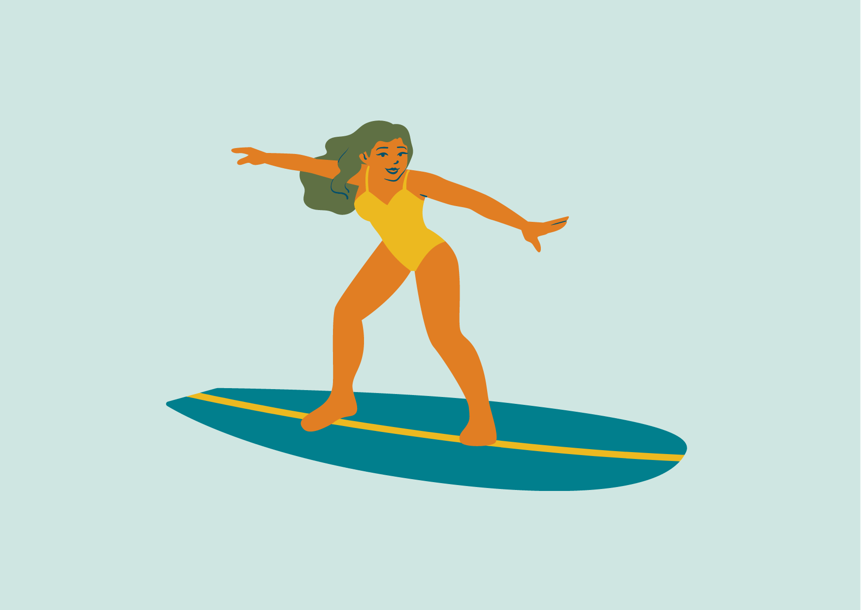 サーフィンする女性